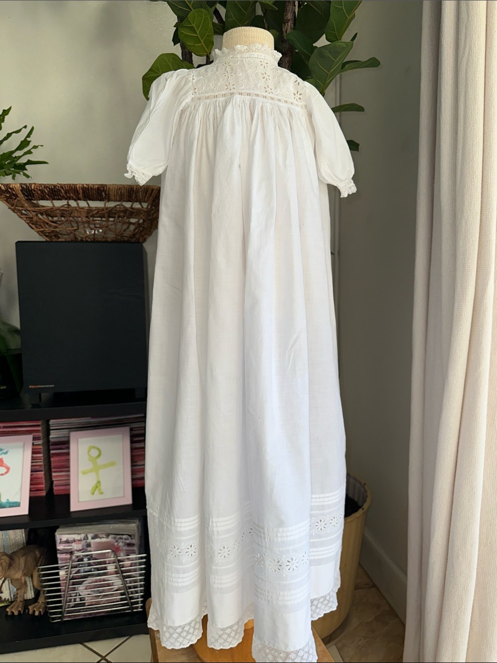 Classic White Cotton Lace Baby Christening Dress - Unbranded